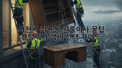 사천시 좌룡동 원룸이사 꿀팁🍯 용달이사 업체 선택 가이드